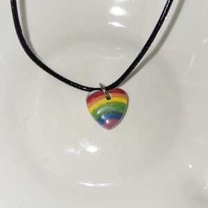 Rainbow Heart Pendant Necklace - Multicolor